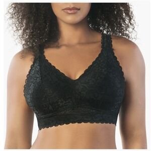 Parfait Adriana Wire Free Lace Bralette 30H Black Lace Lightly Lined Adjustable‎